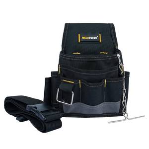 lot 40144 image: MELOTOUGH Electrician Tool Pouch Tool Belt Pouches with Belt Clip, Electrical Tape Chain, Multiple Pockets Tool Organizer for Technician, Maintenance, HVAC