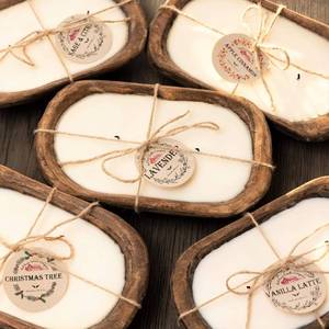lot 40155 image: Red Barn Candle Company Wood Dough Bowl Candles  100% Natural Soy Wax & Essential Oil Infused  Odor Eliminating  Pet Safe  Scented Candle Gifts for Men & Women (Lavender, 3-Wick)