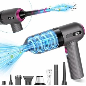 lot 40157 image: KMM Handheld Car Vacuum Cleaner, 4 in 1 Vacuum Cleaner 16000Pa Air Duster, 3-Speed Adjustable 120W High Power Vacuum Cleaner with LED Light and Multi-Nozzles for Car, Home, Office, Pet