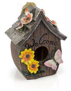 lot 40159 image: Dawhud Direct Hanging Bird Houses for Outside, Hand-Painted Bird Houses for Outdoors Decorative Birdhouses (Butterfly and Mushrooms) Solid Made for Bluebirds, Sparrows, Chickadees and Purple Martins