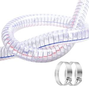 lot 40171 image: QuQuyi 1-12 ID x 1-34 OD, 3FT length Steel Wire Hose PVC Vacuum Tubing (with 2 Stainless Clamps), Drain Hose Vinyl Suction Tubing Flexible Tube Vinyl Hose Line