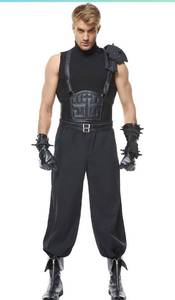 lot 39356 image: Mens Cloud Strife Cosplay Costume Halloween Cloud Black Leather Full Set Fantasy Outfits Size M