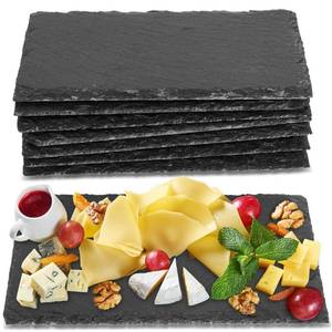 lot 40178 image: Erweicet 15 Pack 7.8 x 4 In Slate Cheese Board, Black Charcuterie Boards with Natural Edge for Sushi, Meats, Cheese, Appetizers