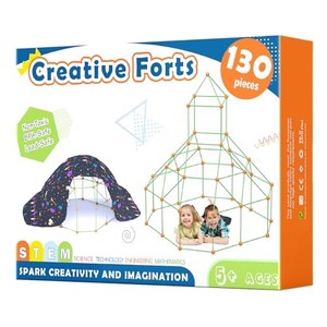 lot 40181 image: Tiny Land Fort Building Kit Creative Fort Indoor Outdoor for 5,6,7,8 Years Old Boys and Girls STEM Building Toys with Storage Bag DIY Castles Tunnels with 86 Rods and 44 Balls