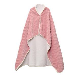 lot 40185 image: MERRYLIFE Wearable Blanket Angel Wrap Shawl Coral Warm Cozy Sherpa Poncho Blanket with Button for Sofa Bed Office Travel (Pink,3151)