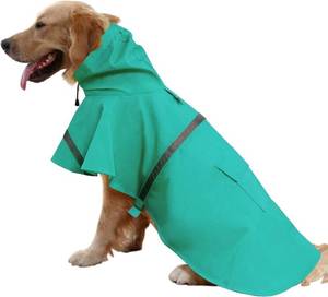 lot 40190 image: Mikayoo Large Dog Raincoat Adjustable Pet Waterproof Clothes Lightweight Rain Jacket Poncho Hoodies with Strip Reflective(Lake Blue,M)