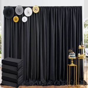 lot 39370 image: 30ft x 10ft Black Backdrop Curtain Panels for Parties, Thick Wrinkle Resistant Polyester Wedding Backdrop Drapes for Birthday Photography Party Home Decorations