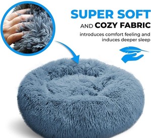 lot 39372 image: WESTERN HOME WH Calming Dog & Cat Bed, Anti-Anxiety Donut Cuddler Warming Cozy Soft Round Bed, Fluffy Faux Fur Plush Cushion Bed for Small Medium Dogs and Cats (20242730)