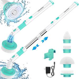 lot 39381 image: Voweek Electric Spin Scrubber, Cordless Shower Cleaning Brush with Adjustable Long Handle, 4 Replaceable Brush Heads, 2 Rotating Speeds, Electric Scrubber for Bathroom, Tub, Tile, Shower, Floor