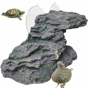 lot 40219 image: kathson Turtle Basking Platform Baby Tortoise Climbing Ramp Shale Reptiles Dock Resting Terrace Stone Aquarium Ornament Rock Landscaping Decoration for Frogs Newts (Medium Size8.2Lx3.3Wx3.1H)