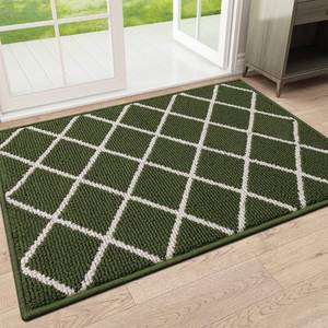 lot 40224 image: Finchitty Indoor Door Mat, Non-Slip Absorbent Resist Dirt Entrance Mat, Washable Mats for Entryway, Low-Profile Inside Floor Doormat, 32 x 20, Green