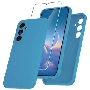 lot 40226 image: YENAPOON for Samsung Galaxy S23 FE Case, Silicone Phone Case with 1 Screen Protector, Soft Anti-Scratch Microfiber Lining, Full Body Shockproof Slim Cover Support Wireless Charging, Blue