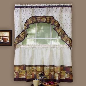 lot 40228 image: Achim Home Furnishings - CFTS36BW12 Coffee Tier and Swag Window Treatment Set, 57 x 36, Brown