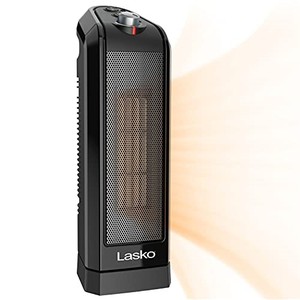 lot 39398 image: Lasko Oscillating Ceramic Space Heater for Home with Overheat Protection, Thermostat, and 3 Speeds, 15.7 Inches, Black, 1500W, CT16450, Small, 4 Pounds