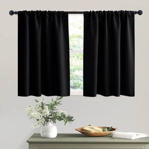 lot 40232 image: RYB HOME Black Curtains Blackout - Bathroom Small Window Curtains Thermal Insulated Privacy Drapes for Kids Bedroom Living Room Kitchen Basement, Width 42 by Length 36, 1 Pair