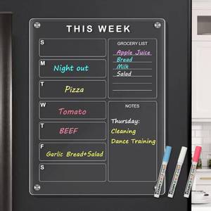 lot 39409 image: QUEENLINK Magnetic Acrylic Calendar for Fridge, Clear Acrylic Dry Erase Board 12 X 16 - Weekly Refrigerator Planner Board for Family, Home, Kitchen
