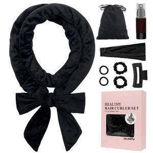 lot 40257 image: ZILAMPU No Heat Curling Rod Headband, Non Heat Overnight Hair Curler Headband, 70 Long Velour Lazy Hair Curls Roller Wrap for Women Girls Long Hair, Hair Curlers to Sleep In -Black