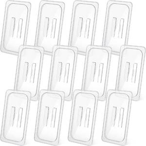 lot 39419 image: 12 Pieces 13 Size Food Pan Lids Polycarbonate Universal Handled Notched Food Pan Lid Clear Food Pan Covers with Handle for Restaurant Commercial Food Container Storage