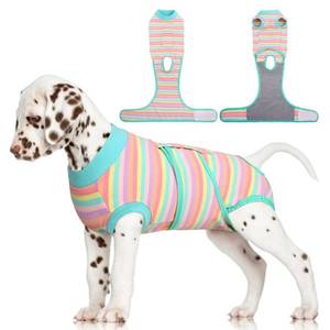 lot 40278 image: FUAMEY Recovery Suit for Dogs After Surgery,Soft Breathable Dog Bodysuit E-Collar & Cone Alternative Surgical Suit,Male Female Dog Neuter Spay Suits Anti Licking Wounds Onesie Mint Green Stripes S