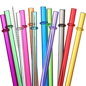 lot 40280 image: 24 PCS, Reusable Straws with 4 Brushes, 10.5 Long Tritan Hard Plastic Straws, 12 Colors Translucent Replacement Drinking for 16OZ-32 OZ Tumblers, Cups, Jars, Stanley, YETI, Starbucks, BPA Free