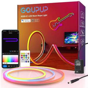 lot 40287 image: GUPUP Neon Light Strip, DC 24V 480 LEDs ICRGB Lights,5050 LEDs 2.4G WiFi Connected,Works with Alexa,Google Assistant,Water-FlowDreamcolorProjective,Suit for Gaming Room(Power Adaptor Included)