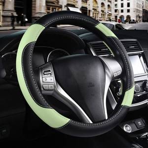lot 40290 image: Leather Car Steering Wheel Cover, Non-Slip Car Wheel Cover Protector Breathable Microfiber Leather Universal Fit for Most Cars (Green)
