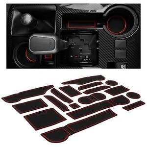 lot 40300 image: CupHolderHero for Toyota 4Runner Accessories 2010-2021 Custom Liner Accessories - Premium Cup Holder Console and Door Pocket Inserts - (2 Rows of Seats) (Red Trim)