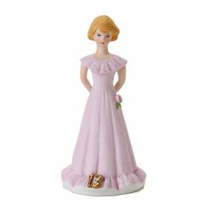 lot 40302 image: Enesco Growing Up Girls - Brunette Age 13 Porcelain Figurine, 5.5, Golden,pink