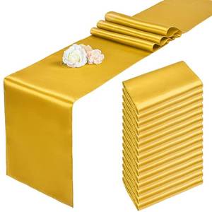 lot 39453 image: Pesonlook 15 Pack Satin Table Runners Bright Gold 12 x 108 Inch Long Table Runners for Rectangle Round Tables, Smooth Satin Table Runner for Wedding, Birthday Party Banquets Decoration