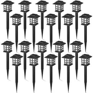 lot 40312 image: 20 Pack Solar Pathway Lights Outdoor Landscape Lights Solar Waterproof Garden LED Lights for Yard Patio Lawn Pathway Outdoor House Shape Decorative Lights, Cold White