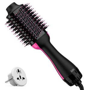 lot 40313 image: Dual Voltage Hair Dryer Brush with European Plug, Blow Dryer Brush for European Travel, 110V-120V220V-240V Hot Air Brush and Styler Volumizer with Negative Ion Anti-frizz