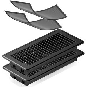 lot 39465 image: Hon&Guan Floor Register 4x10 Inch, Heavy Duty Walkable Floor Vent Easy Adjust Air Vent Covers for Home Floor, Rust Proof Finish Registers with 2PCS Magnetic Vent Mesh(Black, 2PCS)