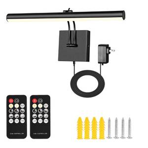 lot 40332 image: NEWREACH Plug-in LED Picture Light with Remote, Dimmable Painting Frame Light with3000K, 980LM, CRI95, Book Light for Home Wall Art Mirrow, Black