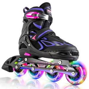 lot 39477 image: 2PM SPORTS Vinal Inline Skates for Women with Light Up Wheels Beginner Skates Fun Illuminating Outdoor Roller Skates for Kids and Adults - Vinal Extra Large