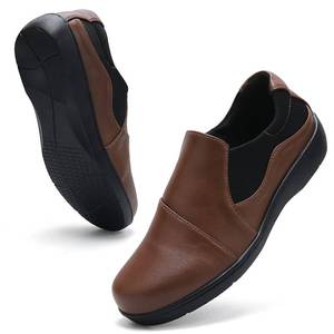 lot 40333 image: Womens Slip-On Loafer Classic Leather Comfort Soft Shoes Flat Ladies Moccasins Non Slip Memory Foam Casual Dress Driving Walking Sneaker Brown US 7