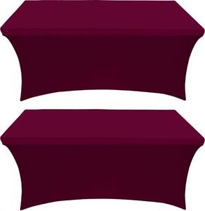 lot 40339 image: Utopia Kitchen Spandex Tablecloth 2 Pack 6FT, Burgundy Tight, Fitted, Washable and Wrinkle Resistant Stretch Rectangular Patio Table Cover for Event, Wedding, Banquet & Parties 72Lx30Wx30H Inch