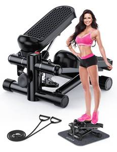 lot 40340 image: KitGody Mini Steppers for Exercise, Stair Stepper 330 lb Capacity, Workout Stepper Machine for Exercise at Home, Step Machine with Resistance Bands, Piano Black
