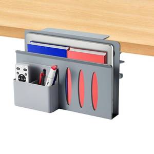 lot 40347 image: Laptop Holder, MEEKAKEE UPGRATED Desk Clamp-on Organizer, Laptop Stand, Under Desk Laptop Tray, Under Desk Tray, Office Desk Storage, No Drilling Metal Desk Drawer (Grey)