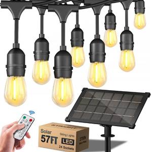 lot 40350 image: Stright 35FT Solar String Lights Outdoor Weatherproof with Remote, Solar Powered LED Edison Bulb Outdoor String Lights for Outside Patio Backyard Fence Halloween Christmas Decorations