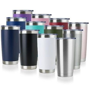 lot 40352 image: DOMICARE 20oz Stainless Steel Tumbler Bulk with Lid, Double Wall Vacuum Insulated Travel Mug, Powder Coated Coffee Cup (Mix, 12)