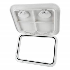 lot 40357 image: Amarine Made Boat Hatch 17-14x12-38, 180 Degree Lid Hinge Boat Deck Hatch,Marine Hatch with Non Slip Surface, Sturdy Construction Boat Access Hatch & Lid, Weatherproof and Easy to Install, White