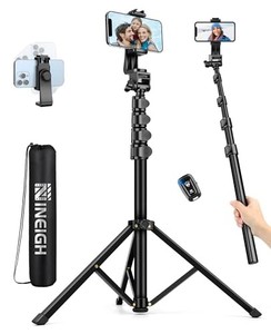 lot 40359 image: Nineigh Phone Tripod, 70 Tripod for iPhone Cellphone, Selfie Stick Tripod Stand with Remote Phone Holder, Versatile Travel Tripod for Recording Photo Selfies Vlog Live Streaming