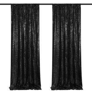 lot 39499 image: SoarDream Black Backdrop Curtains for Parties 2 Pcs 2ftx8ft Sequin Party Backdrop Seamless Photography Background Halloween Decoration
