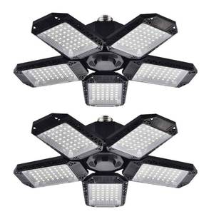 lot 40360 image: Mefflypee 2 Pack LED Garage Lights, 120W Deformable LED Garage Ceiling Lights with 5 Adjustable Panels, 12000LM E26 LED Shop Lights for Garage, Basement, Barn, High Bay Light (2 Pack)
