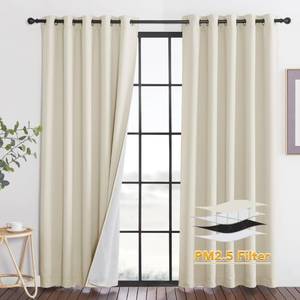 lot 40362 image: RYB HOME Dustproof Curtains for Large Window, Soundproof Thermal Insulated Blackout Curtains for Sliding Glass Door Furance Office Dorm Bedroom Living Room, Beige, W62 x L84 inch, 2 Panels