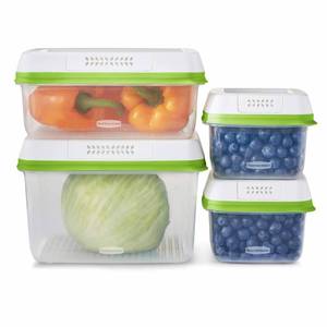 lot 39504 image: Rubbermaid FreshWorks Produce Saver, Medium and Large Storage Containers, 8-Piece Set, Set of 4, Med & Lg, Clear