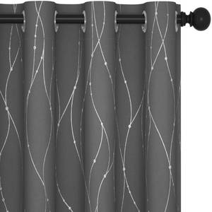lot 40366 image: Deconovo Blackout Grommet Curtains Pair for Sliding Glass Door, 95 Inch Long, Pack of 2 - Light Blocking Curtains with Dots Pattern (52 x 95 Inch, Grey, 2 Panels)