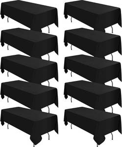 lot 40367 image: 10 Pack Black Tablecloths for 8ft Rectangle Tables 60 x 126 Inch - Polyester Table Cover Stain and Wrinkle Resistant Washable Fabric Table Clothes for Wedding Party Banquet Reception Restaurant