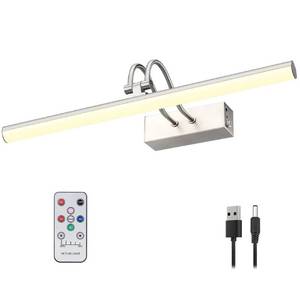 lot 40372 image: RAIFOOLLY Picture Light, 16in Battery Operated Picture Lights for Paintings,Metal Remote Control Display Art Light with Timer and Dimmable for Wall Painting,Frame, Portrait, Dartboard (Silver)
