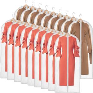 lot 39513 image: 24 Pieces Hanging Garment Bag Lightweight Clear Full Zipper Suit Bags Breathable Clothing Storage Bags Waterproof Dress Bag Garment Covers for Long Dress Coat Closet Storage Travel (24 x 50 Inch)